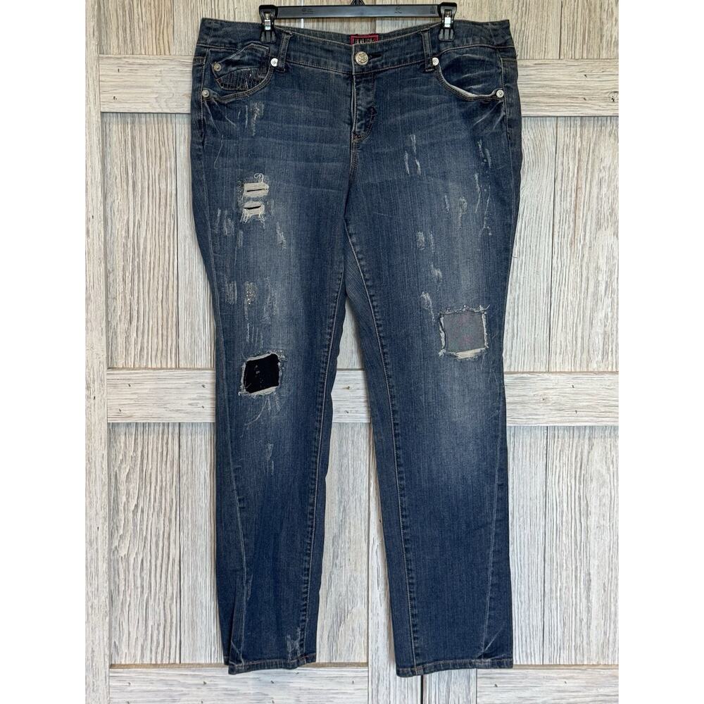 Torrid Jeans Size 18 Dark Wash Indigo Blue Destressed Straight Stretch